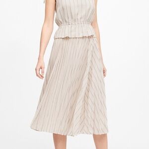 Banana Republic Soft Satin Pleated Midi Skirt- 6
